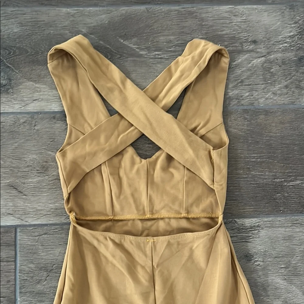 Chic Mustard Midi Dress - Picture 5 of 7